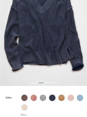 American Eagle Outfitters Navy V-Neck Knit Sweater